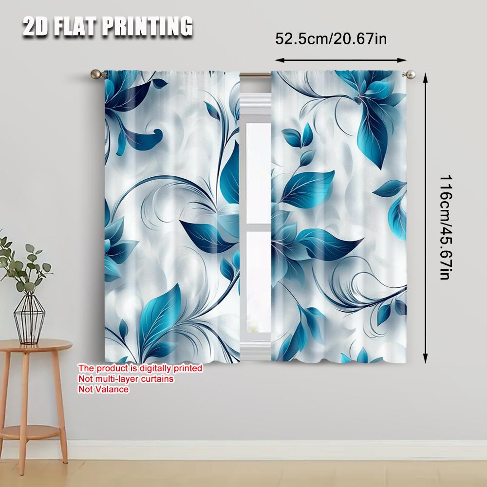 2 шт., Креативные шторы 2D-принт Бирюзовый Абстрактный Цветочный Машинная стирка (без стержня) Универсальный Все Идеально для Кухни Гостиной