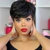 African American Women's Black Synthetic Fiber Wig Daily Use Natural Looking Short Slightly Curled Wigs