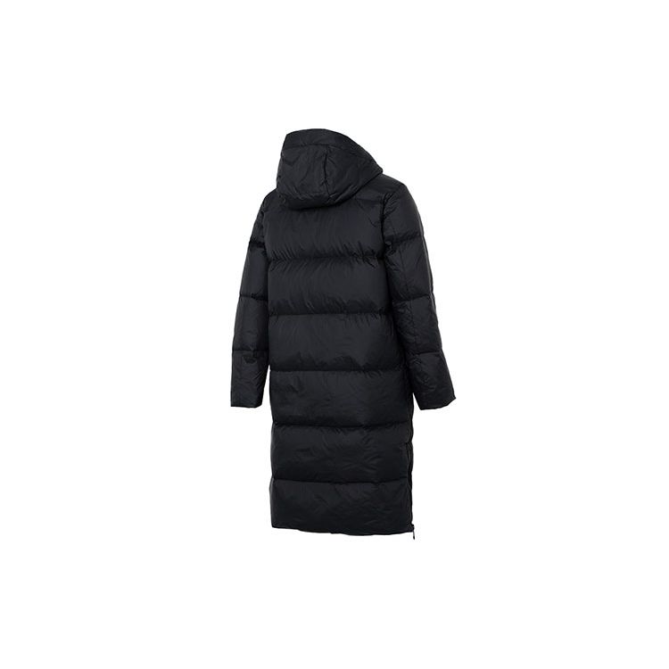 Under Armour Solid Logo Sports Casual Long Hooded Down Jacket Women Upperwear Black 1375454-001