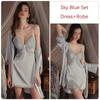Silk Pajamas Women's Nightgown Set Slip Dress with Push Up Bra Sexy Women's Pajamas