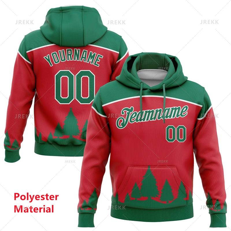 Red Green Custom Name Christmas Hoodie Men 2026 3D Printed Santa Claus Pullover Hoodies Tops Women Personalized Sweatshirt