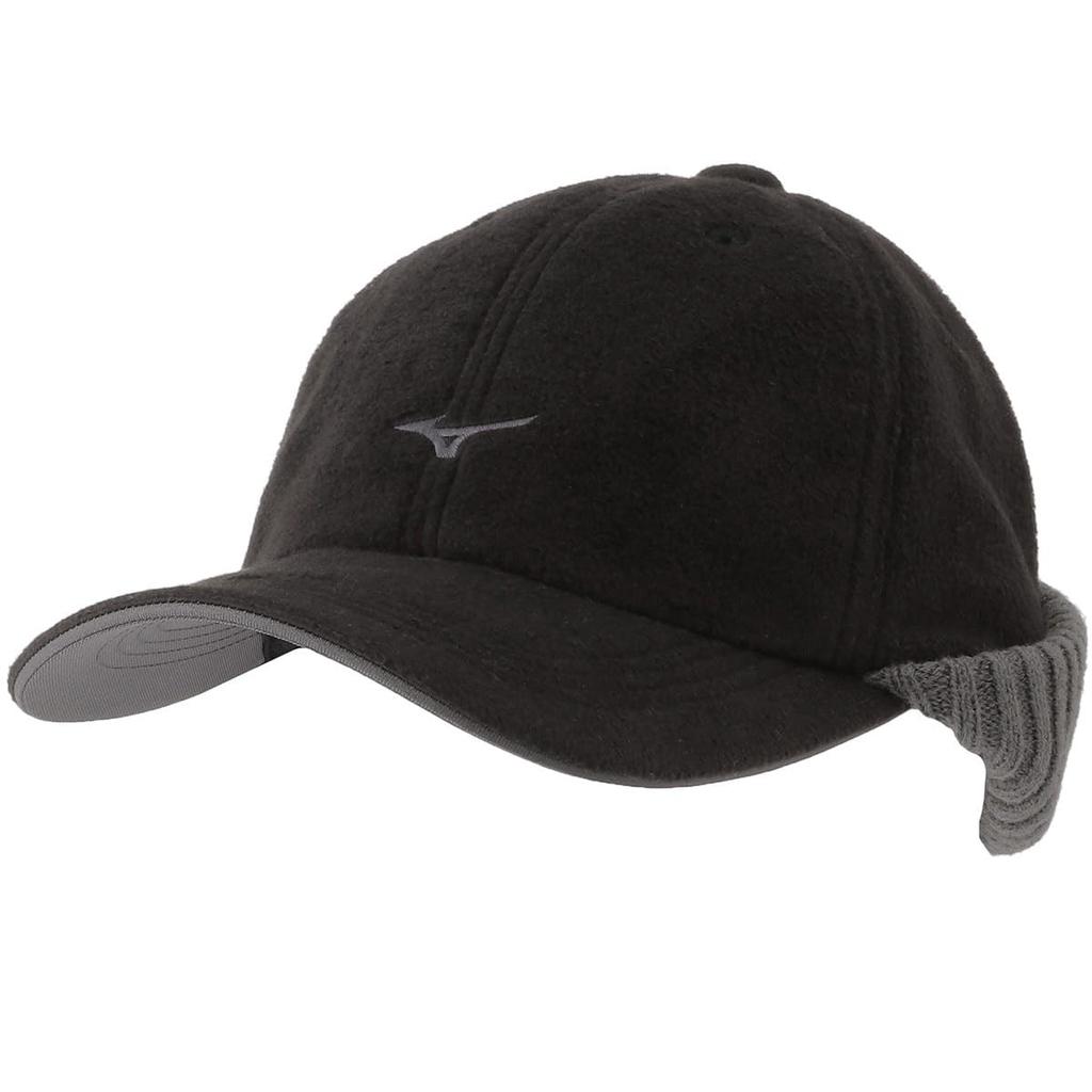 Mizuno Breath Thermo Golf Fleece Cap with and Free Size Earmuffs, Moisture-Wicking Heat-Generating Hat, Men's Black, (E2MWA508)