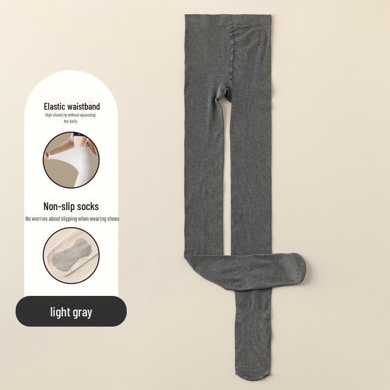 Бежевые женские черные хлопковые леггинсы - Готовые к зиме, Эффект голых ног, Плотные колготки