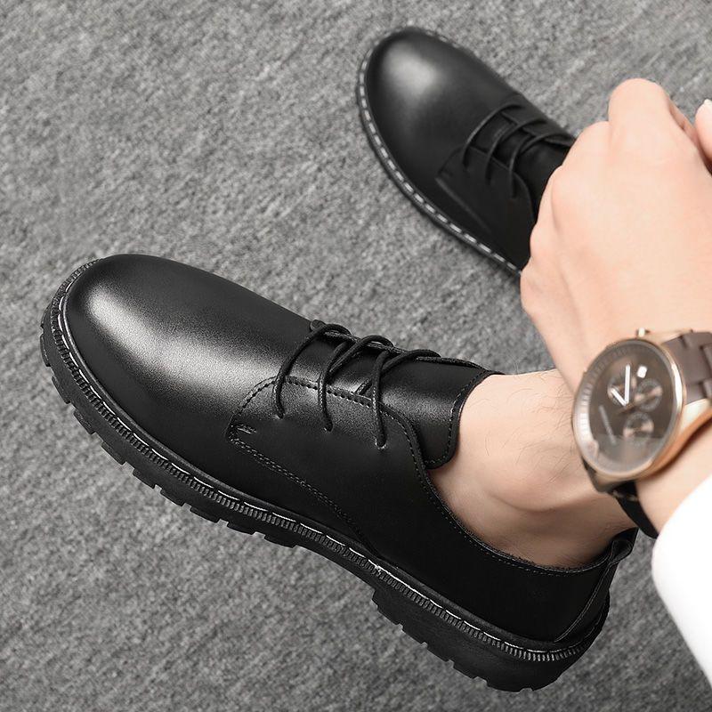 Spring and Summer Leather Shoes Men's Versatile Men's Shoes Casual Shoes Heightening Chef Shoes Black Work Shoes Martin Shoes Men