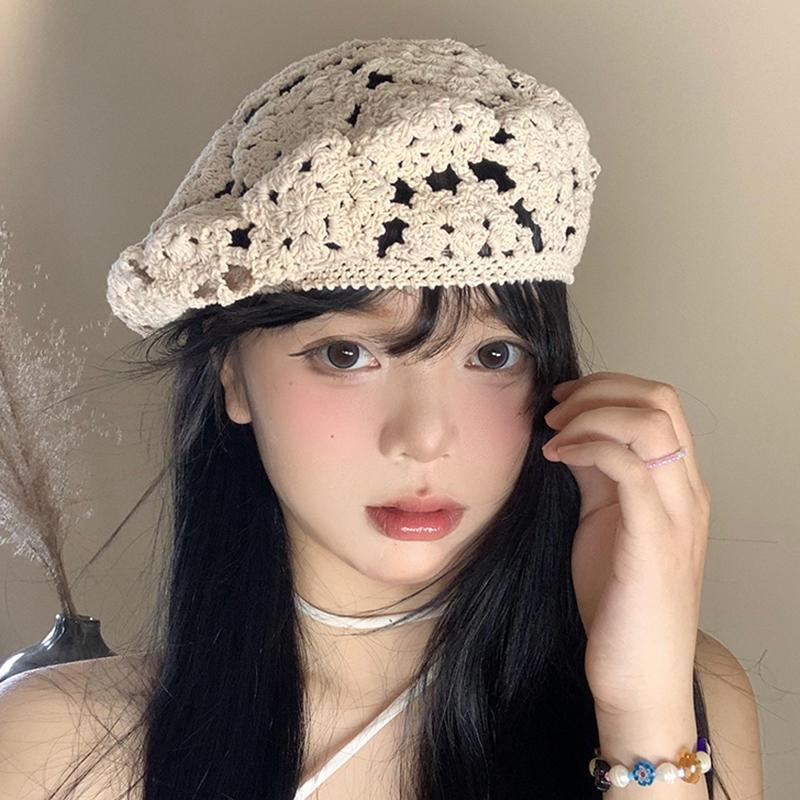 Летняя женская однотонная цветочная шляпа с ажурным беретом в стиле французского художника