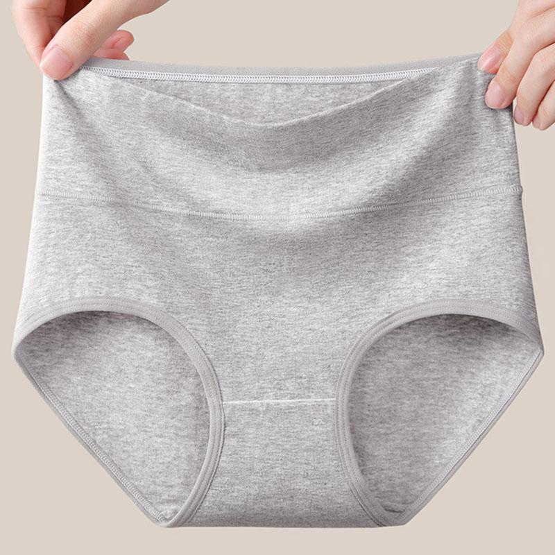Хлопковые трусики для женщин с высокой талией, нижнее белье больших размеров, женские трусы, однотонное комфортное женское нижнее белье