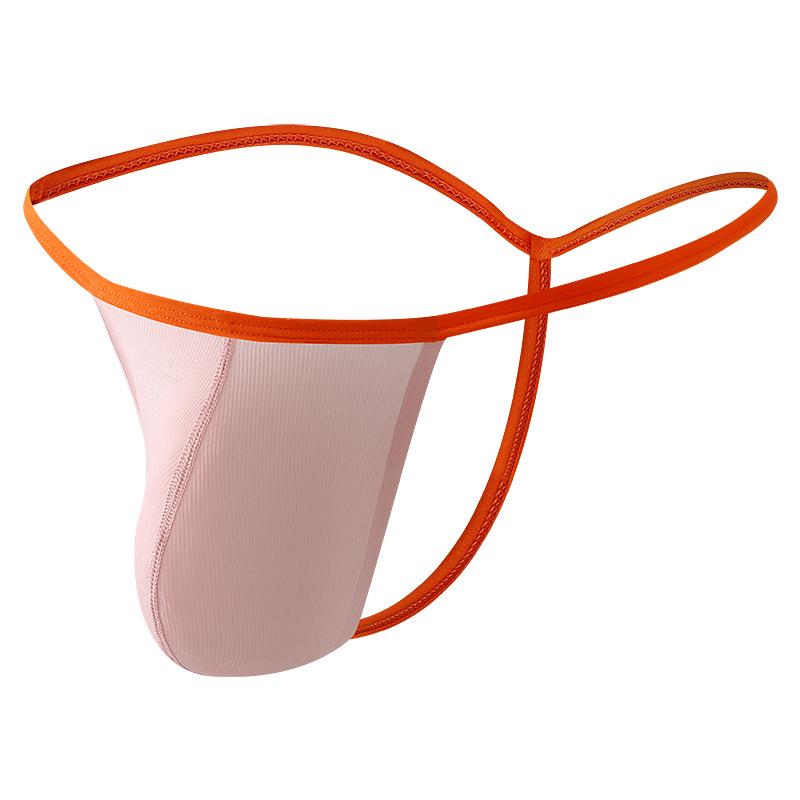 Мужские стринги с низкой посадкой из ледяного шелка с тонкими бретелями и U-образным гульфиком