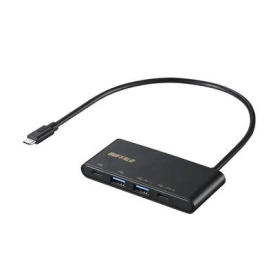 Buffalo USB BSH4U500C1PBK 3.2 (Gen 2) Bus-Powered 4-Port PD-Compatible Hub, Black,