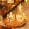 Christmas Flameless LED Light Candle Crystal Candle Transparent Shell Electronic Night Lamp Dating Party Holiday Home Decor