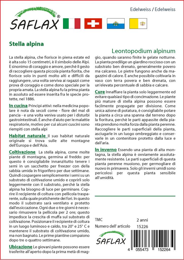 SAFLAX Garden in the Bag - Эдельвейс - 500 семян - С субстратом в подходящем пакете - Leontopodium alpinum