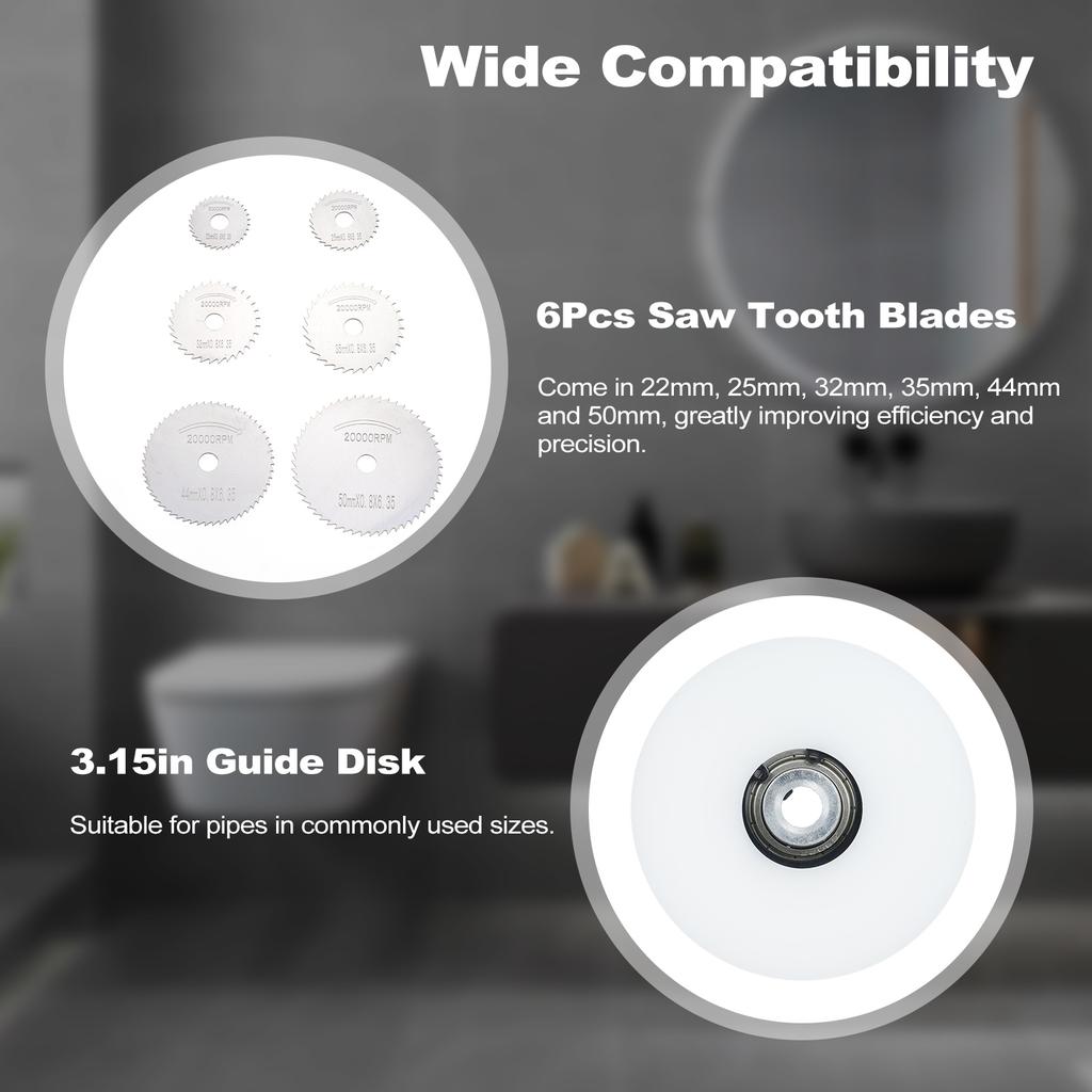 Внутренний труборез для труб из ПВХ с регулируемым глубиномером, 6 лезвий с зубьями