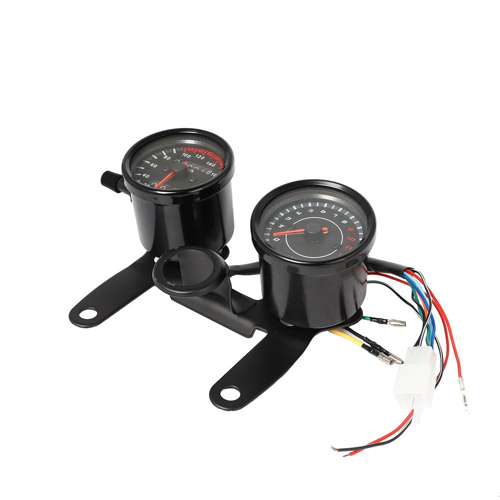 2 in 1 Motorcycle Odometer Speedometer Tachometer Modified LED Speed Meter Gauge Motorbike Odometer Universal For Cafe Racer