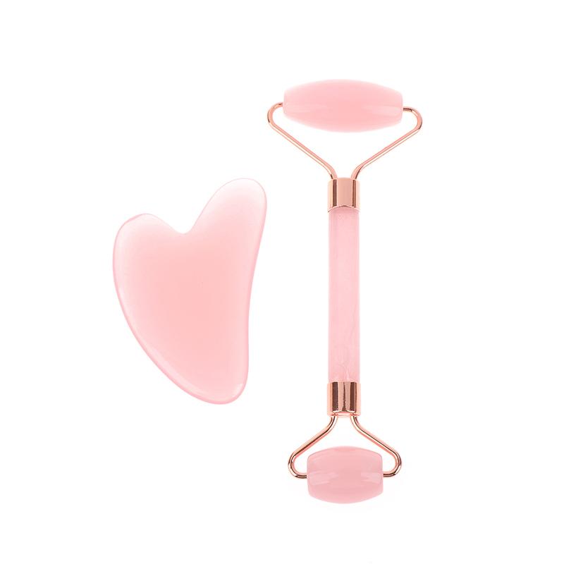 2 шт. Массажер для лица и шеи, роликовый резиновый скребок для красоты, двухсторонняя массажная палочка для разблокировки и расслабления, не розовый нефрит