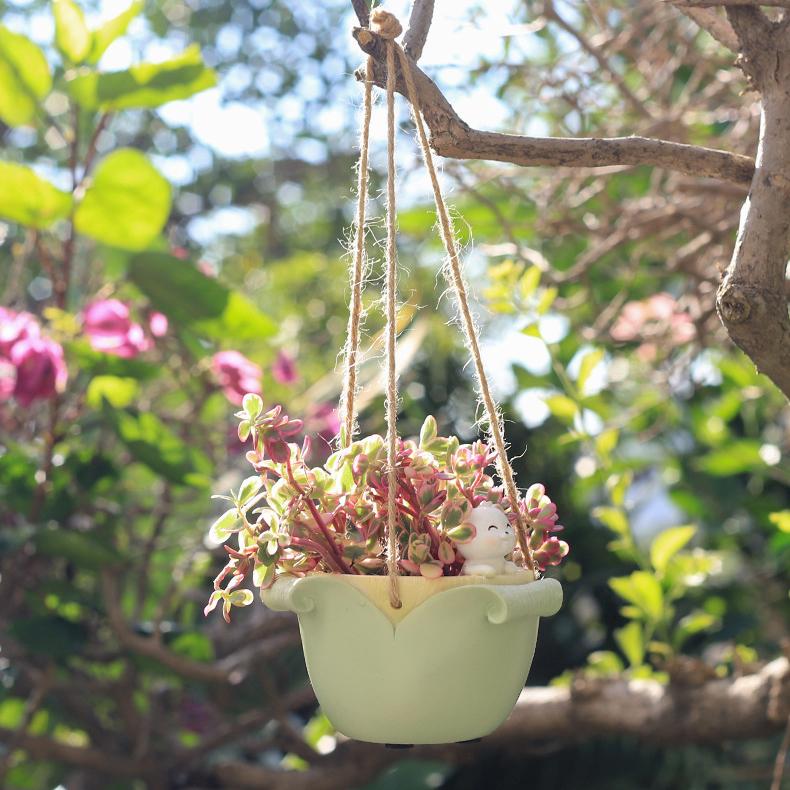 Подвесной горшок с милыми животными, цветочный горшок из смолы, сочный горшок, домашний декор, украшения, садовые принадлежности, подвесная корзина, горшок для растений