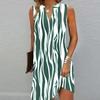 Women's Multi-color A-line Sleeveless Dress Summer V-neck Printed Casual Dresses