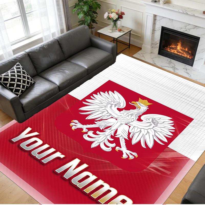 Crystal Velvet Rug Custom Name Text, Soft Non Slip Floor Mat Home DecorPoland
