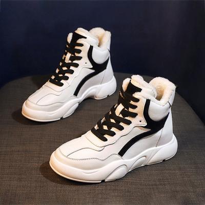 Модные женские высокие белые кроссовки осень 2024 новые женские повседневные туфли на плоской подошве зимние плюшевые теплые женские модные кроссовки на платформе для бега спортивные туфли