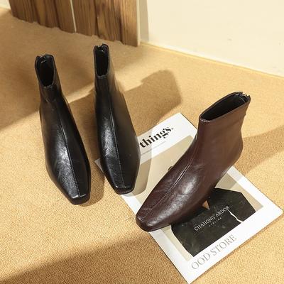 Женские демисезонные ботильоны с квадратным носком и толстым каблуком, новые ботинки Мартин, трендовые эластичные ботильоны Челси