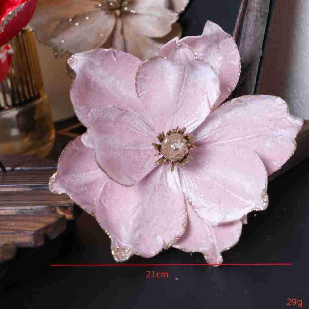 Xmas Tree Decoration 3D Simulation Magnolia 21cm Fake Flowers New Year
