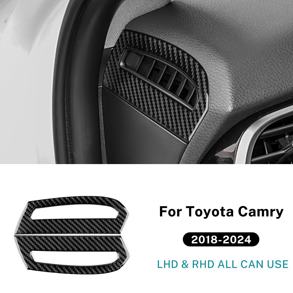 For Toyota Camry 2018 2019 2020 2021 2022 Real Soft Carbon Fiber LHD Car Central Control Button Frame Interior Trim Accessories