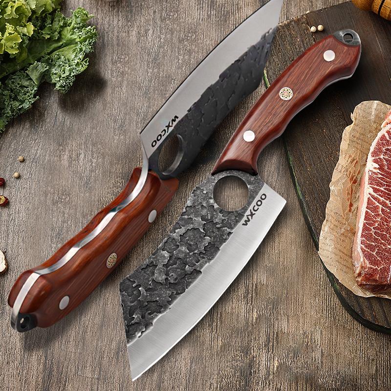 Кухонный тесак для нарезки кованый нож для мясника нож для чистки и обвалки острый поварской нож для резки мяса и рыбы кухонные инструменты с чехлом