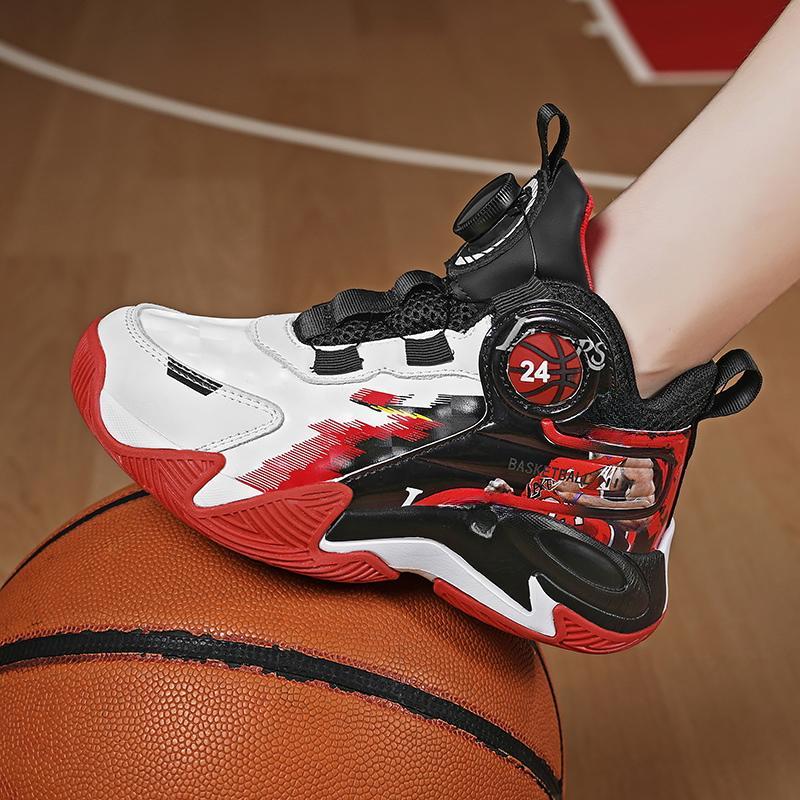 31-40 Детские Большие Размеры Противоскользящие Износостойкие Модные Высокие Баскетбольные Кроссовки Спортивный Тренд Детская Обувь