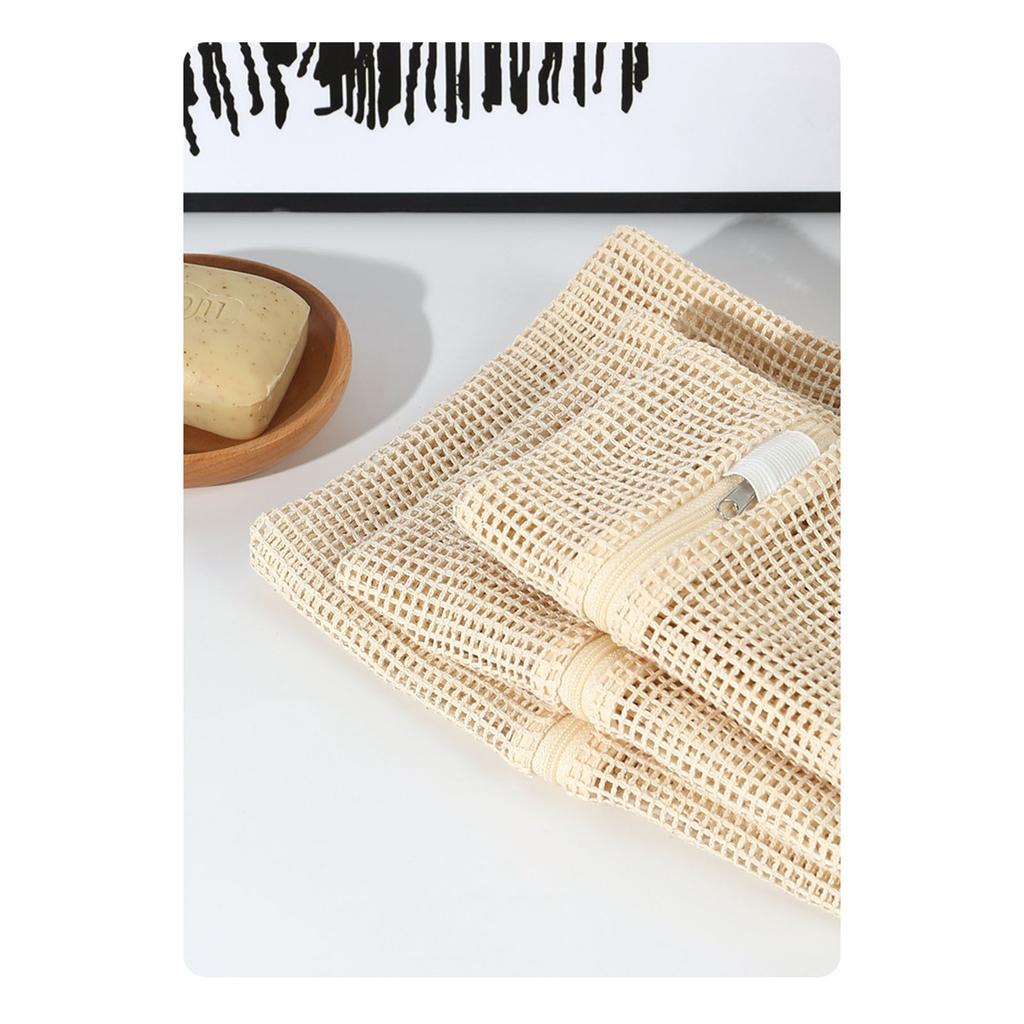 Pack of 4 Breathable Thickened Cotton Mesh Laundry Bags for Sweater Underwear Washing Net with Reinforced Zippers