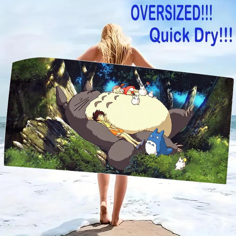 Anime-Totoros Print Beach Towel, Large Soft Quick Dry Towel for Beach Camping Swimming