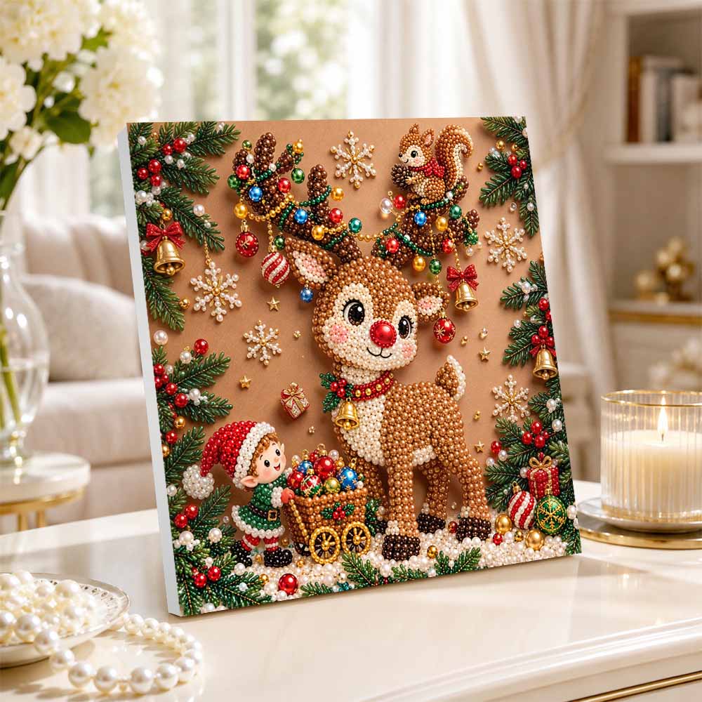 5D DIY Pearl Painting Set Pearl Art Embroidery Christmas Reindeer Animal Home Decoration Gift