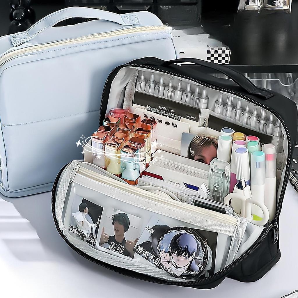 Увеличенный 11-слойный карманный пенал для ручек, сумка для ручек, простой цветной дизайн, широкое отверстие, сумка для хранения канцелярских принадлежностей, для школы, путешествий