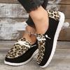 Stylish Leopard Print Canvas Shoes - Comfortable Casual Round Toe Lace Up Sneakers with Versatile Low Top Design, Breathable Fabric