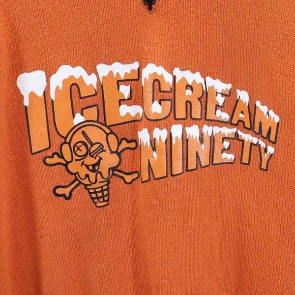ICE CREAM Принт логотипа V-образный вырез Вязаный жилет L Оранжевая серия Мужской Б/У