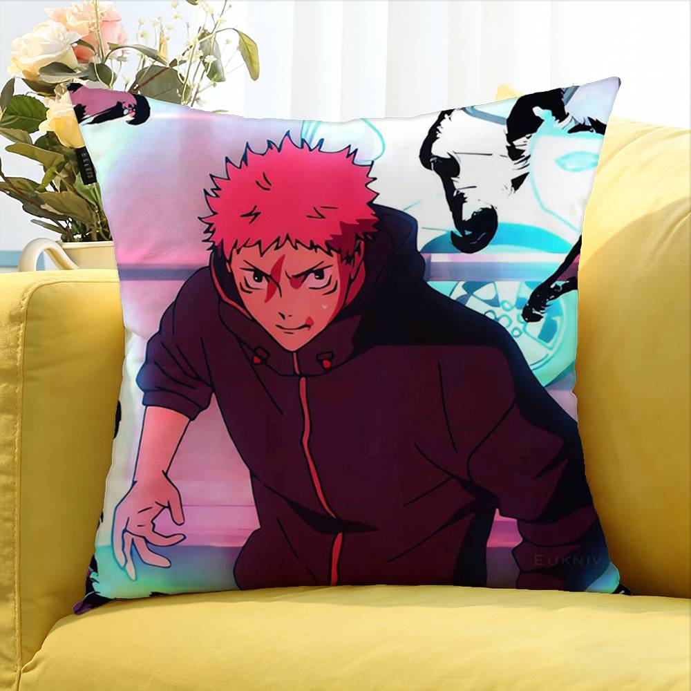 Yuji Itadori Various Sizes Square Pillow Case For Car Home Bedchamber Decor