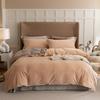 Solid Color Thickened Milk Fleece Four-Piece Set Double-Sided Fleece Coral Fleece Quilt Cover Flannel Bed Sheet Three-Piece Set
