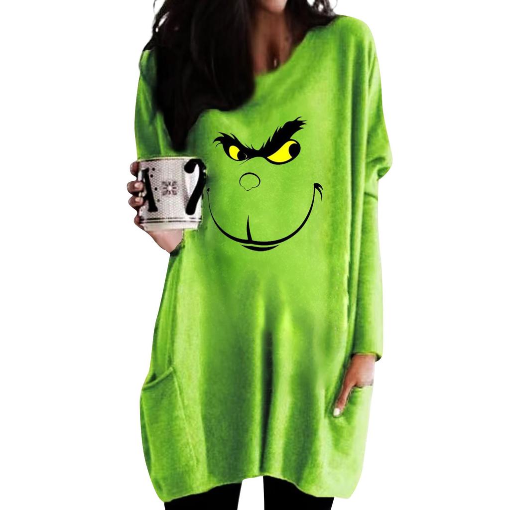 Женская футболка и весенне-осенние топы с круглым вырезом, длинными рукавами и карманным принтом стандартного кроя