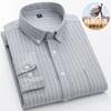 Oxford Woven Long-sleeved Shirt for Men Casual Shirt Tooling Simple Stripes Solid Color Cotton Loose Shirt for Men