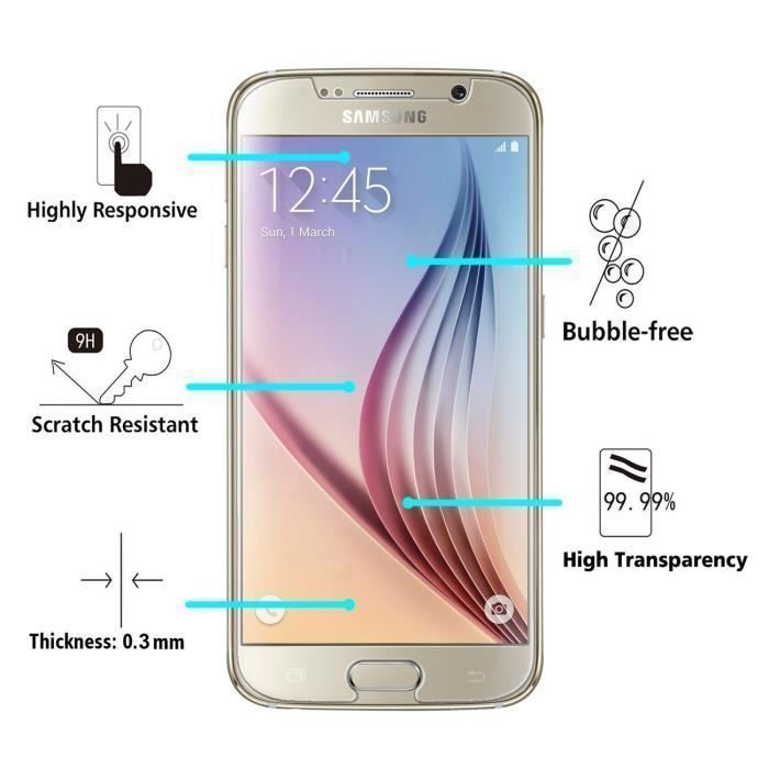 Verre Trempe pour SAMSUNG GALAXY S6 - Film Vitre Protection Ecran Ultra Resistant [Phonillico®]