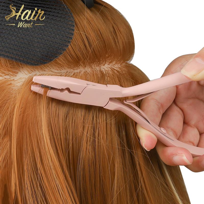Hair Want Micro Beads Closer Plier Hair Extension Tools Kit with Hair Threader Loop Pulling Hook Multipurpose Scissor Needles