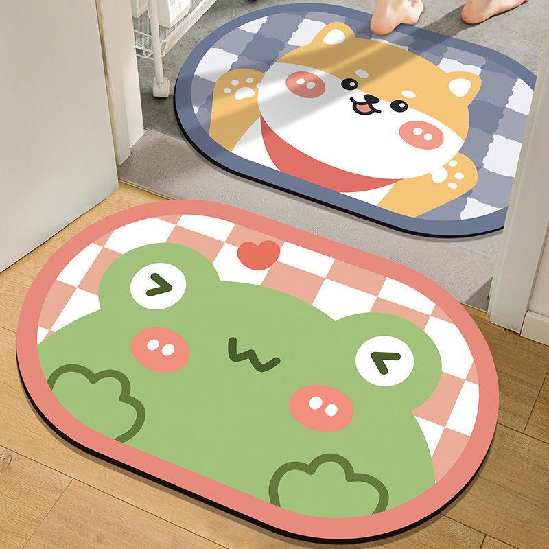 Влагоотводящий коврик для ванной комнаты Овальный Мультяшный Влагоотводящая подушка Ванная комната Входной коврик для ванной Нескользящий Ковер для прихожей