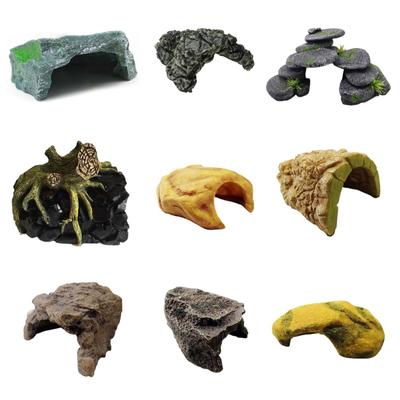 Аквариумы Декорации Смолы RockStone Пещера Аквариумы Орнамент Ландшафты Пещера Убежища Дом для Водных Рыб Рептилии