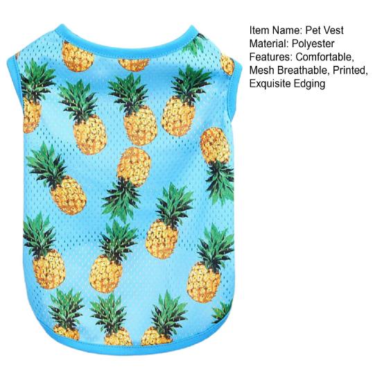 Washable Dog Blouse Sleeveless Lovely Pineapple Print Pet Puppy Summer Pullover