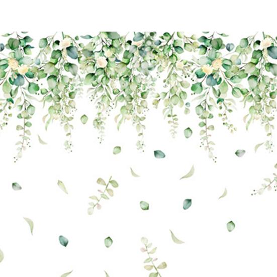 Стикер на стену, тонкая работа, яркий цвет, зеленый растительный узор, настенные наклейки для украшения дома, гостиной