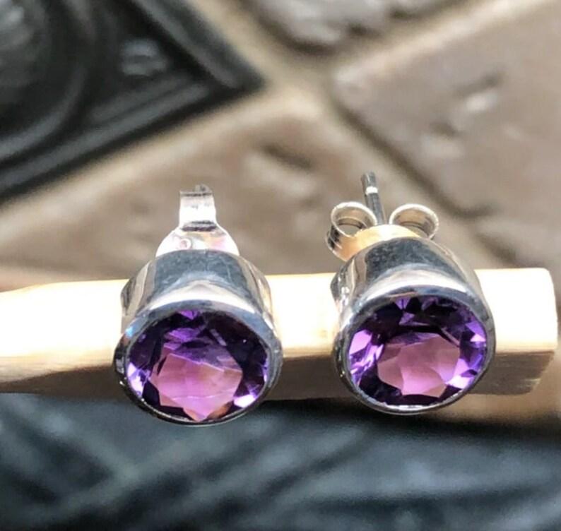 Аметистовый стержень, стерлинговое серебро 925 пробы, маленький гвоздик, крошечный подарок гвоздика для нее, подарок маме, ювелирные изделия ручной работы, круглый стержень, серебряные украшения