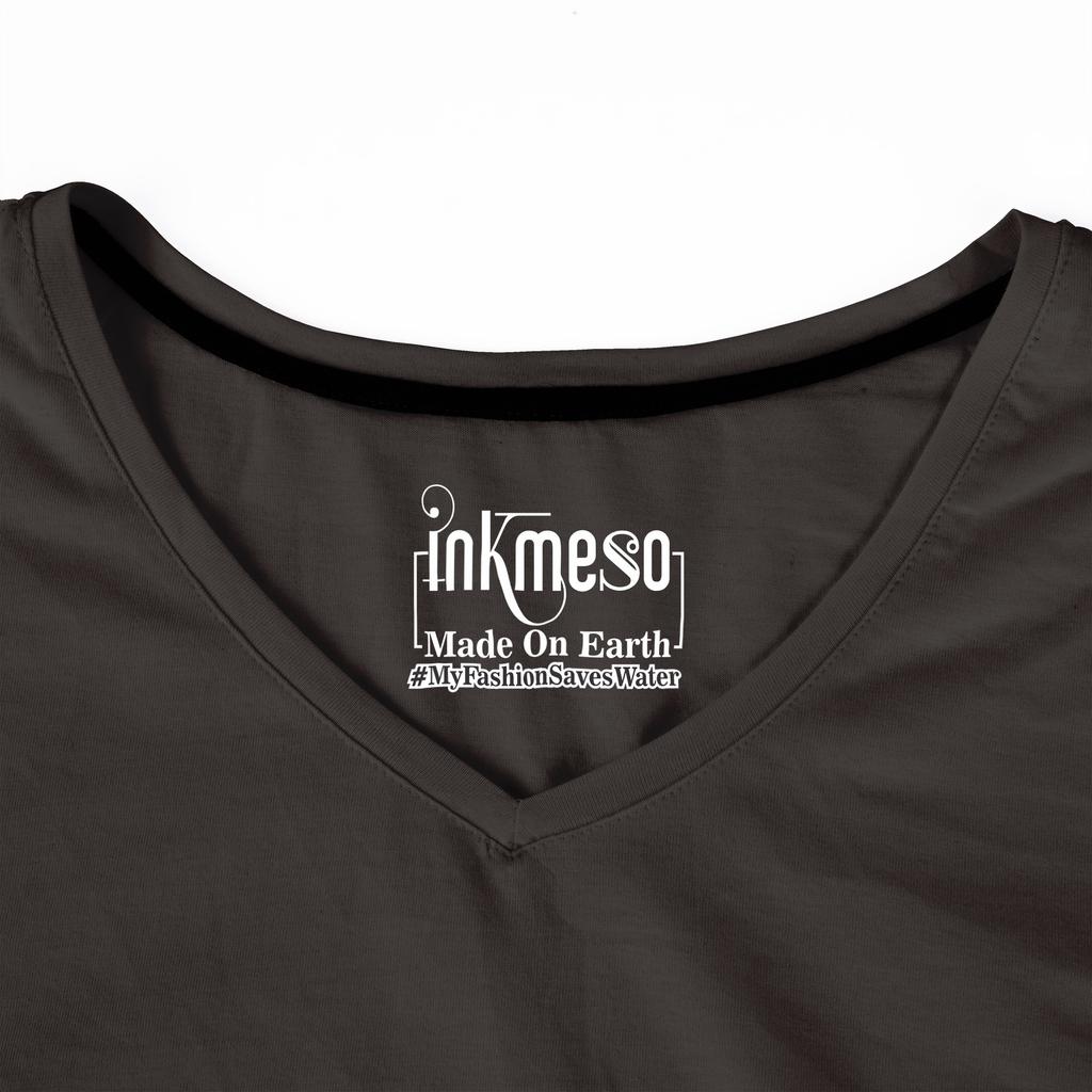 Inkmeso Футболка с V-образным вырезом, мужские базовые рубашки, повседневная хлопковая футболка с коротким рукавом