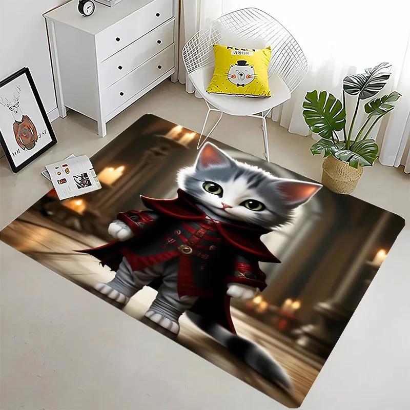 Забавный кот 3D-печать Большие ковры для дома Гостиная Детская спальня Диван Придверный коврик Кухонные коврики Противоскользящий Декор