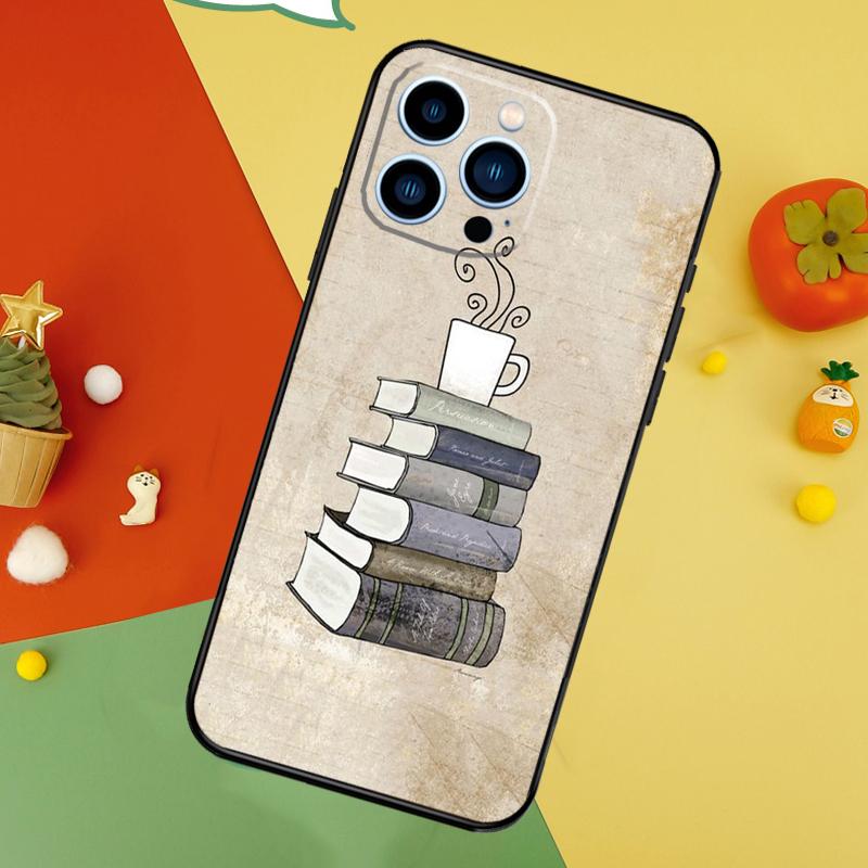 Books And Coffee Phone Case For iPhone 18 17 Pro Max 16 15 14 12 11 13 Pro Max Plus 12 13 Mini 16e 17 Air Cover