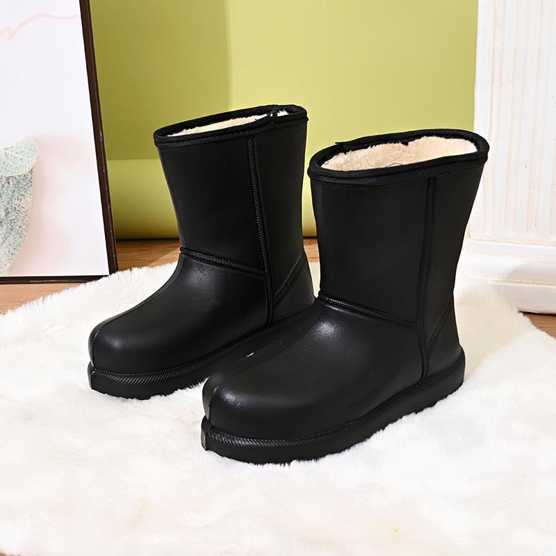 2024 Унисекс Черные зимние ботинки: Бархат, водонепроницаемый, легкий, утолщенный ЭВА для тепла