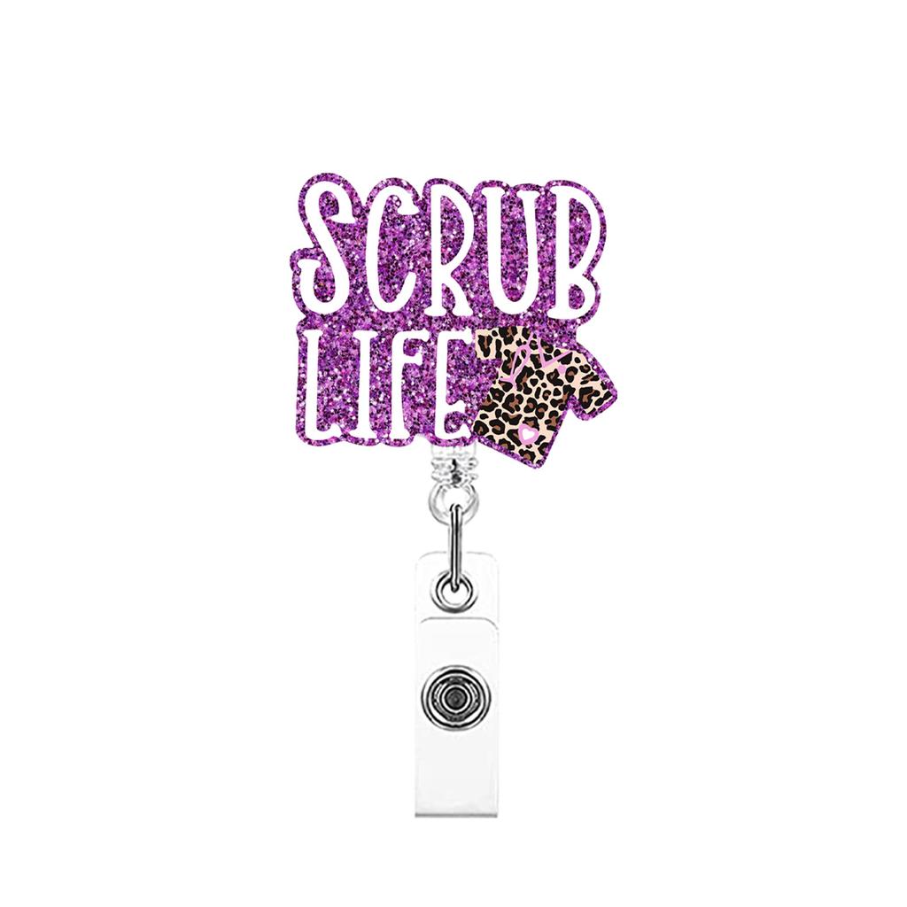 Medical Heart Lung Brain Acrylic Glitter Retractable Badge Reel Rotating Crocodile Clip ID Badge Holder for Doctor Nurse