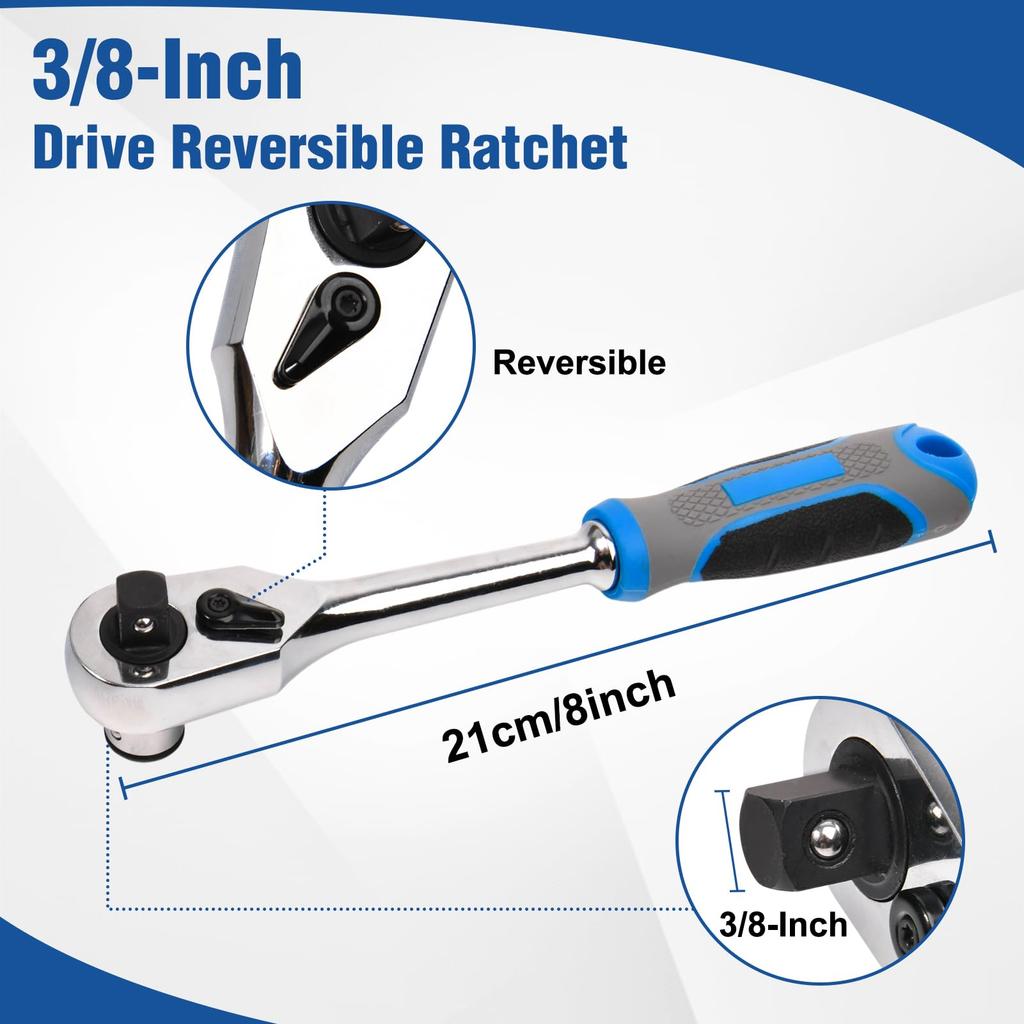 INJOYTEC Socket Wrench Ratchet Magnetic Drill Auto Repair Car Garage Bicycle Convenient Home Maintenance Work Includes Dedicated Storage Case 34-Piece