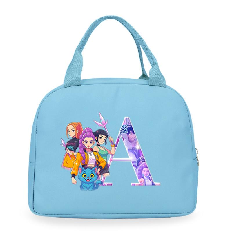 Trend Kpop Anime Cartoon Peripheral 26 Letter Printing Bento Bag Commuter Portable Lunch Box Bag